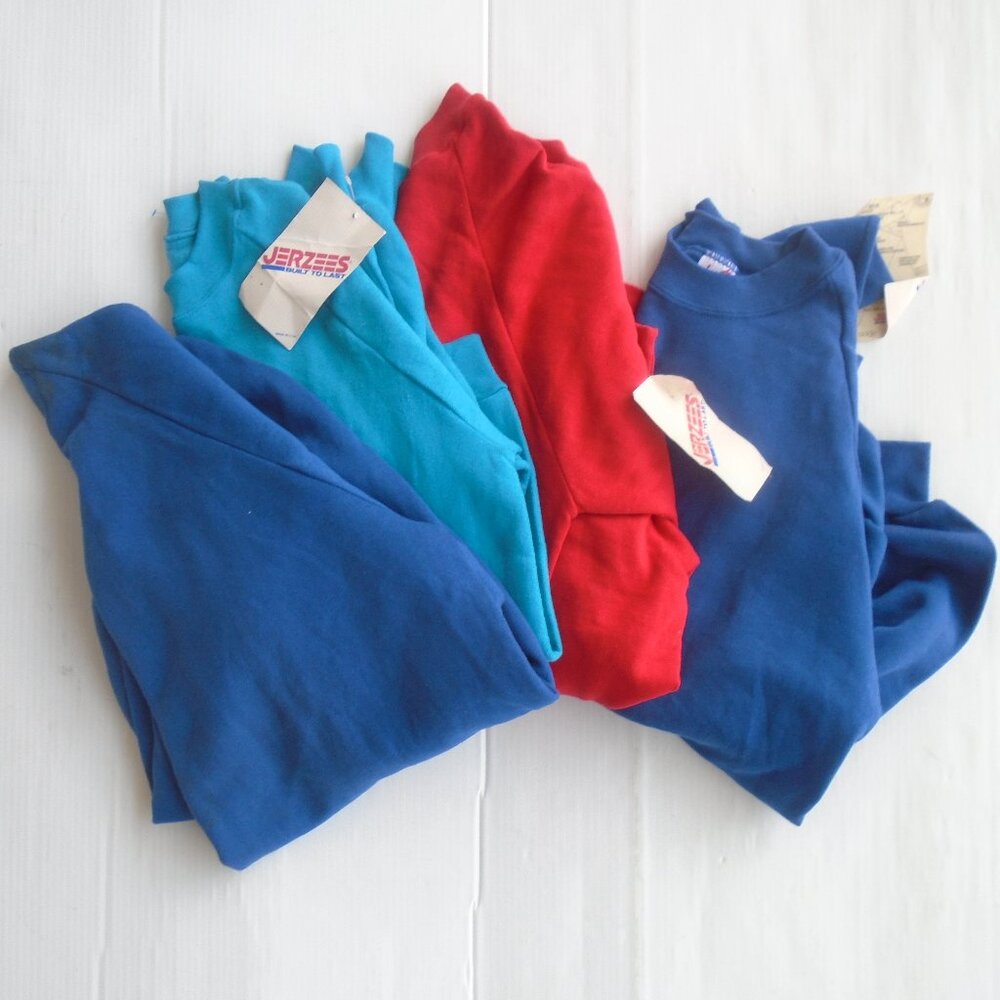 Lot of 4 vintage Jerzees Mens Sweaters Size XL and L Red, Blue